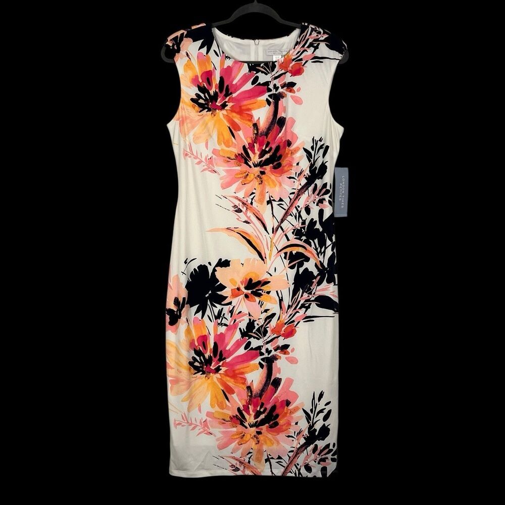 London Times Women’s Dress Size 10P Floral Sleeveless Multicolor Stretch